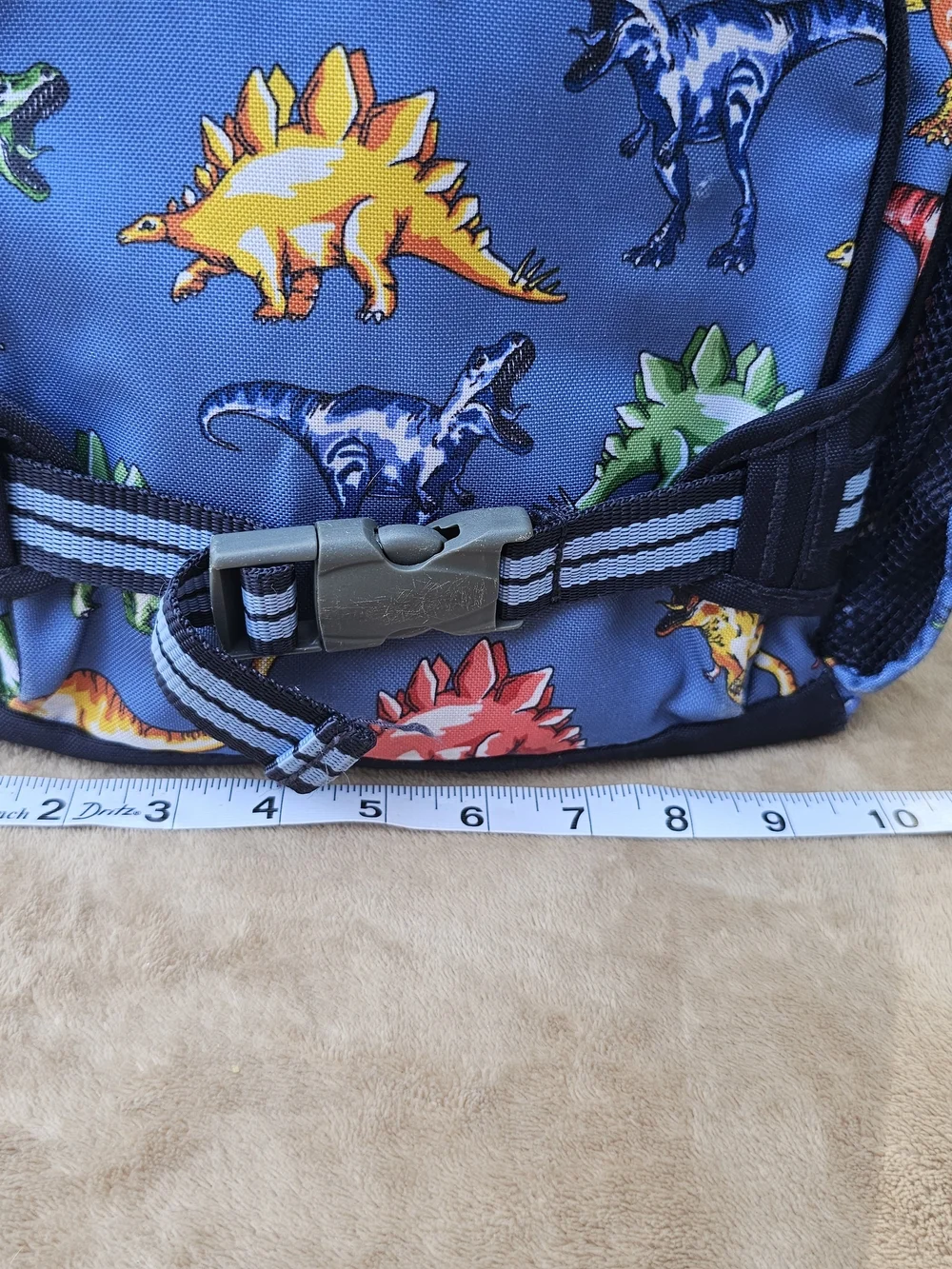 Pottery Barn Kids Blue Backpack with Multicolor Dinosaurs